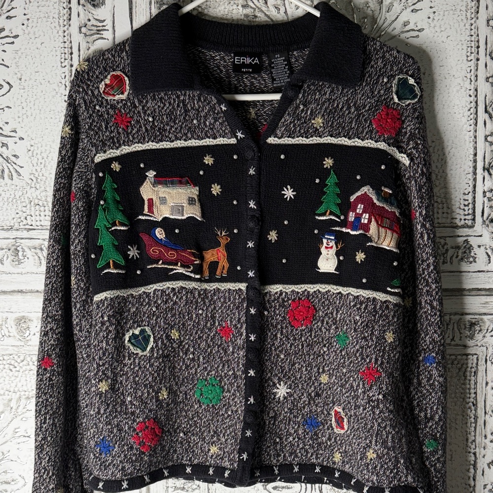 Vtg Christmas Cardigan